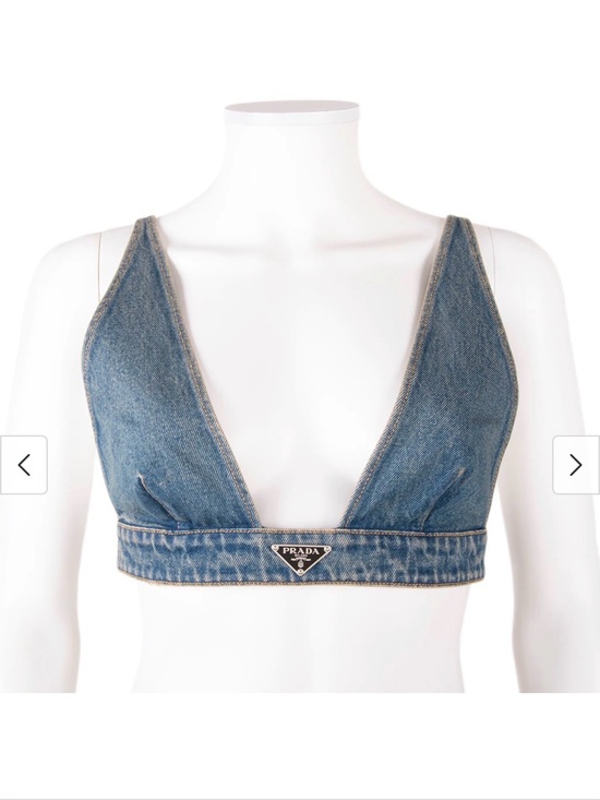 Prada Other - Prada Denim Triangle Bralette with Logo Plaque - Blue